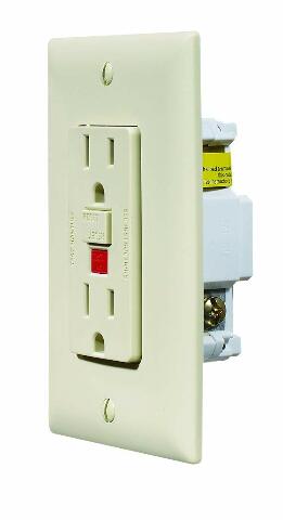 RV Designer S803, Dual GFCI Outlet with Cover Plate, Ivory, AC Electrical