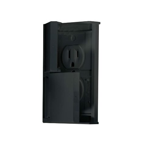 RV Designer S907, Weatherproof Dual Outlet Cover with Snap Cover Plate, Black, AC Electrical