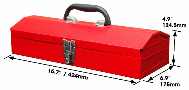 BIG RED TB102 Torin 16" Hip Roof Style Portable Steel Tool Box with Metal Latch Closure, Red