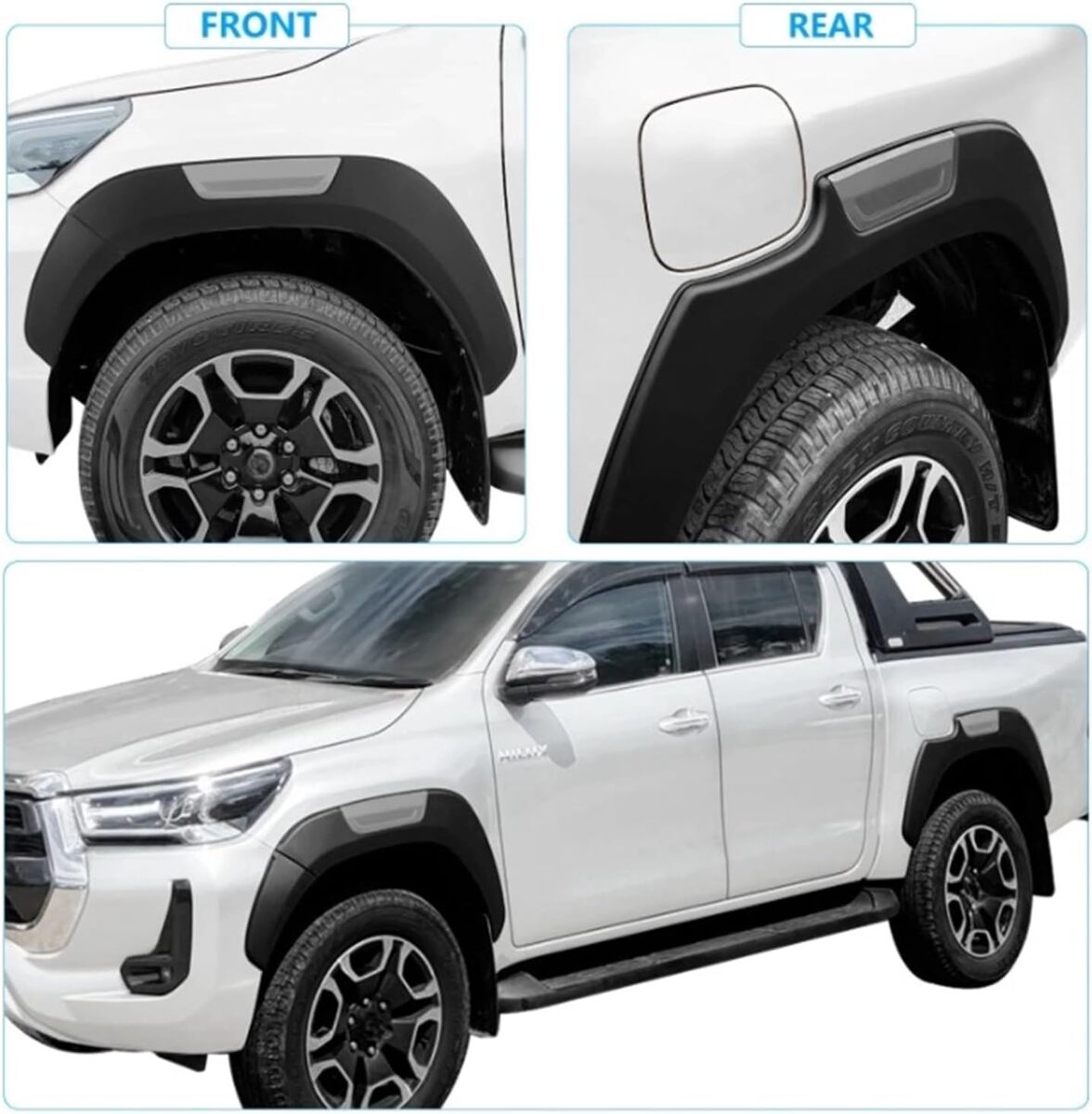 Fenza Matte Black Fender Flares Compatible With Toyota Hilux Revo 2015–2023 | Aggressive Styling & Extra Wheel Coverage (6Pcs Set)