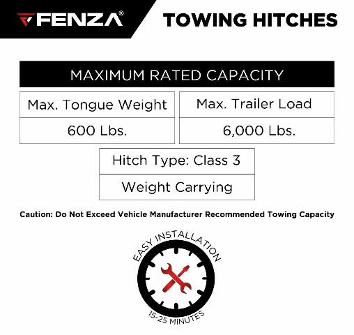 Fenza Class III Towing Hitch Receiver – Compatible with Toyota Hilux 2016–2025 | 6,500 lbs Capacity