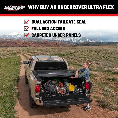 UnderCover Ultra Flex Hard Folding Truck Bed Tonneau Cover | UX3 | Compatible with  - 2018, 2019 - 2022 Dodge Ram 1500/2500/3500 (19-22 Classic Body) DS Bed 8' 2" Bed (98.3") 2009