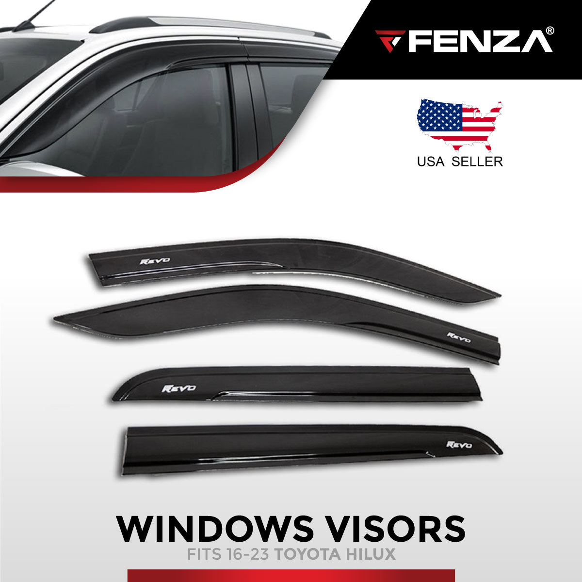 Window Visor (Revo Style) Fits 2016-2023 Toyota Hilux