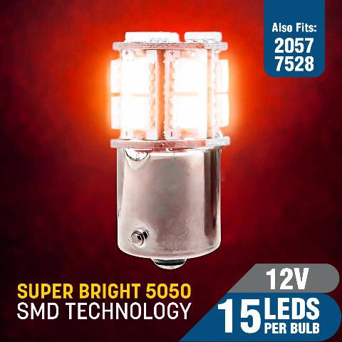 Pilot Automotive (IL-1157R-15-AM) Red 15-SMD LED Turn/Tail Light Bulb - 2 Piece