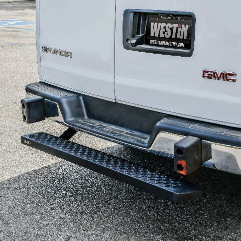 Westin 27-81015 Grate Steps Running Boards fits 2003-2024 Express Savana 1500 2500 3500 2015-2024 Transit Van 150 250 350 (Single 54" Passenger Sliding Door or Rear) Textured Black Pair