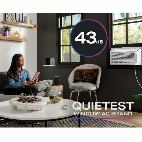 GE Profile Ultra Quiet Window Air Conditioner 8,200 BTU, WiFi Enabled, Ideal for Medium Rooms, Easy Installation with Included Kit, 8K Window AC Unit, White