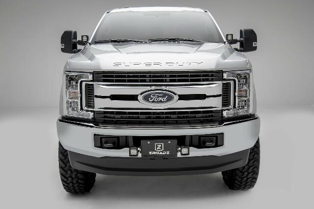 ZROADZ Universal LED License Plate Frame Bracket KIT- Black Mild Steel - Bolt-ON Includes (2) 3 Inch LED Pod Lights and Harness PN#Z310005-KIT