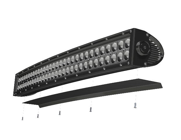 ZROADZ Noise Cancelling Wind Diffuser Black Aluminum Compatible with 50 Inch Curved Double Row LED Light Bar