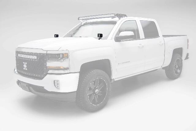 ZROADZ Ditch Hood Hinge LED Mounting Bracket - Compatible w/ 2014-2018 GMC Sierra 1500 - to Mount (2) 3 Inch LED Pod Lights - Mild Steel Gloss Black - Bolt-On Easy Installation - PN #Z362081