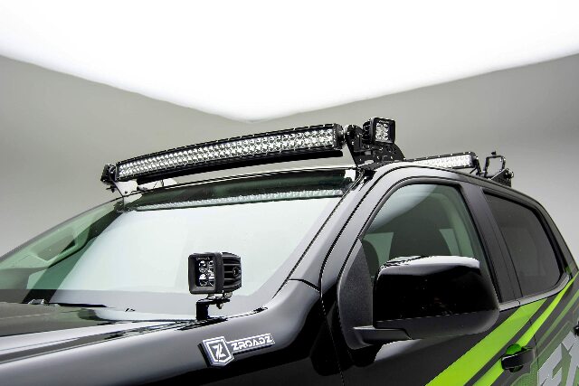 ZROADZ Ditch Hood Hinge LED Mounting Bracket - Compatible w/ 2015-2020 Chevy Colorado - to Mount (2) 3 Inch LED Pod Lights - Mild Steel Gloss Black Finish - Bolt-On Easy Installation - PN #Z362671