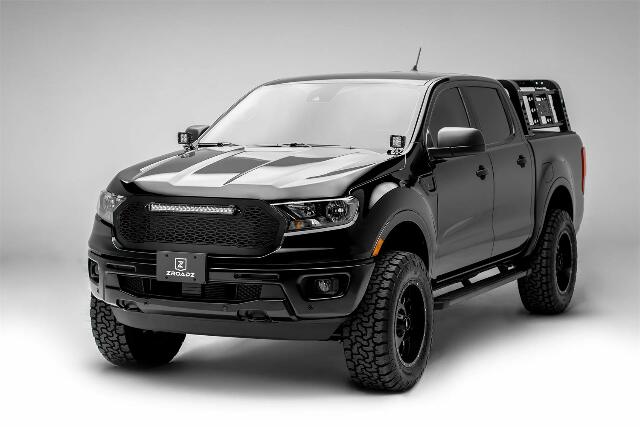 ZROADZ Ditch Hood Hinge LED Mounting Bracket - Compatible w/ 2019-2021 Ford Ranger - to Mount (2) 3 Inch LED Pod Lights - Mild Steel Gloss Black - Bolt-On Easy Installation - PN #Z365821