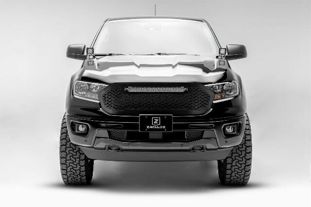 ZROADZ Ditch Hood Hinge LED Mounting Bracket - Compatible w/ 2019-2021 Ford Ranger - to Mount (2) 3 Inch LED Pod Lights - Mild Steel Gloss Black - Bolt-On Easy Installation - PN #Z365821