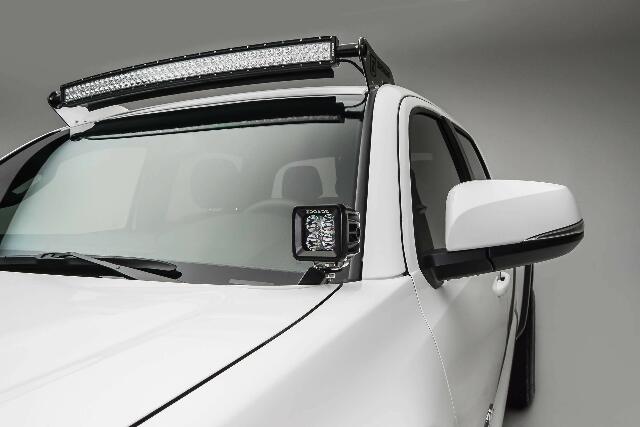 ZROADZ Ditch Hood Hinge LED Kit - Compatible w/ 2016-2022 Toyota Tacoma - Incl. (2) 3 Inch LED Pod Lights - Mild Steel Gloss Black Finish - Bolt-On Easy Installation - PN #Z369401-KIT2