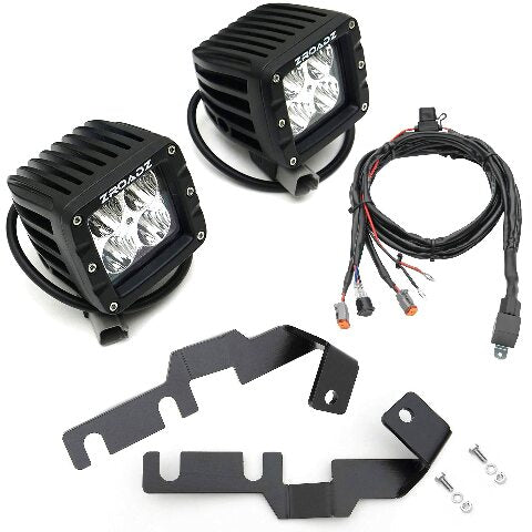 ZROADZ Ditch Hood Hinge LED Kit - Compatible w/ 2016-2022 Toyota Tacoma - Incl. (2) 3 Inch LED Pod Lights - Mild Steel Gloss Black Finish - Bolt-On Easy Installation - PN #Z369401-KIT2