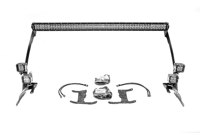 Jeep JL, Gladiator Front Roof LED Kit with (1) 50 Inch LED Straight Double Row Light Bar and (4) 3 Inch LED Pod Lights - PN #Z374831-KIT4