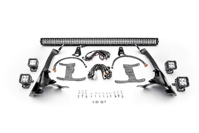 Jeep JL, Gladiator Front Roof LED Kit with (1) 50 Inch LED Straight Double Row Light Bar and (4) 3 Inch LED Pod Lights - PN #Z374831-KIT4