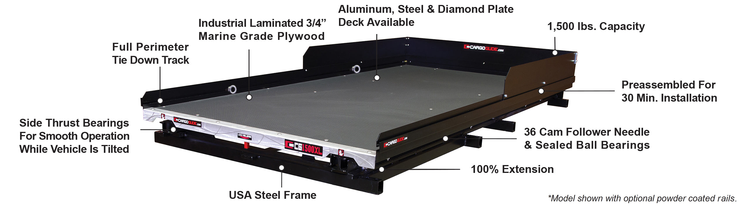 CargoGlide CG1500XL-6348, Slide Out Cargo Tray - 1500 lb capacity.