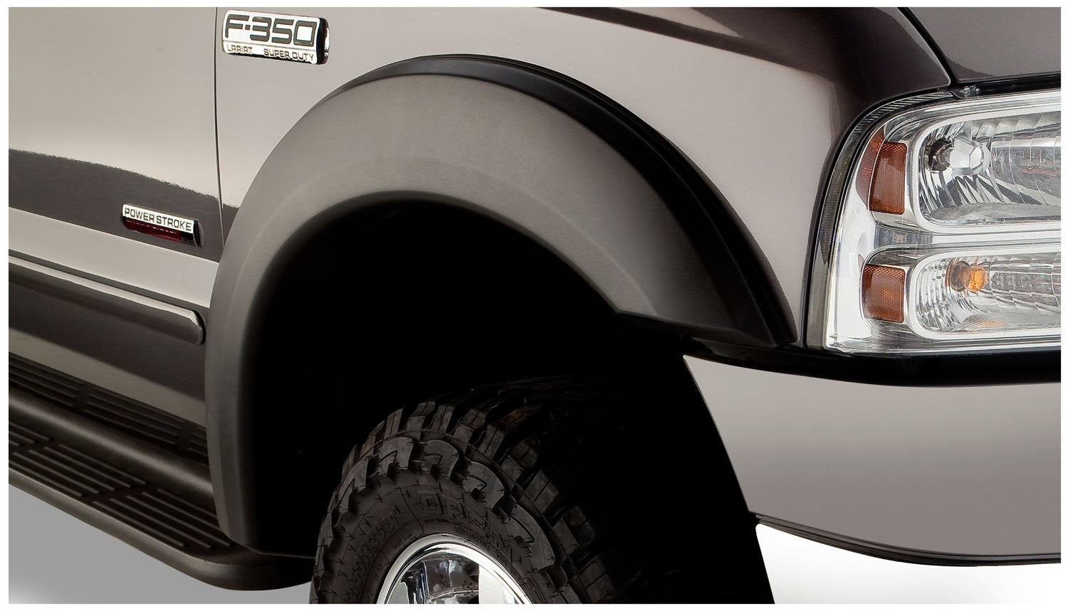 Bushwacker 20075-02 Black Extend-A-Fender Style Smooth Finish Front Fender Flares for 1999-2007 Ford F-250 to F-550 Super Duty