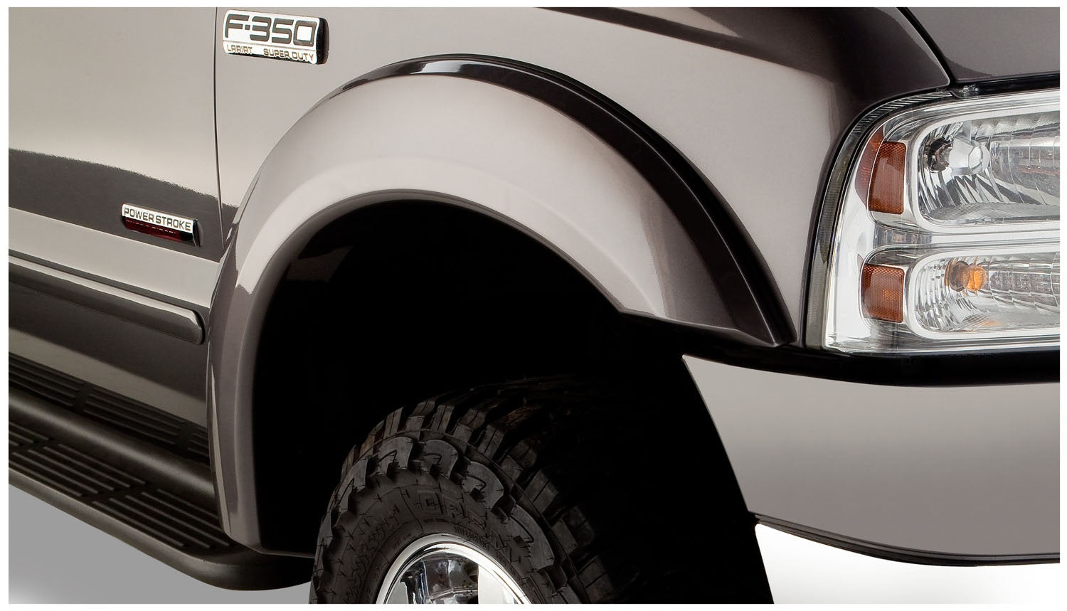 Bushwacker 20075-02 Black Extend-A-Fender Style Smooth Finish Front Fender Flares for 1999-2007 Ford F-250 to F-550 Super Duty