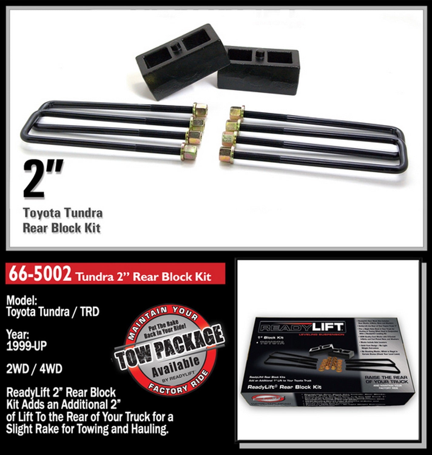 ReadyLift 66-5002 Rear Block Kit Fits 95-22 Tacoma Tundra