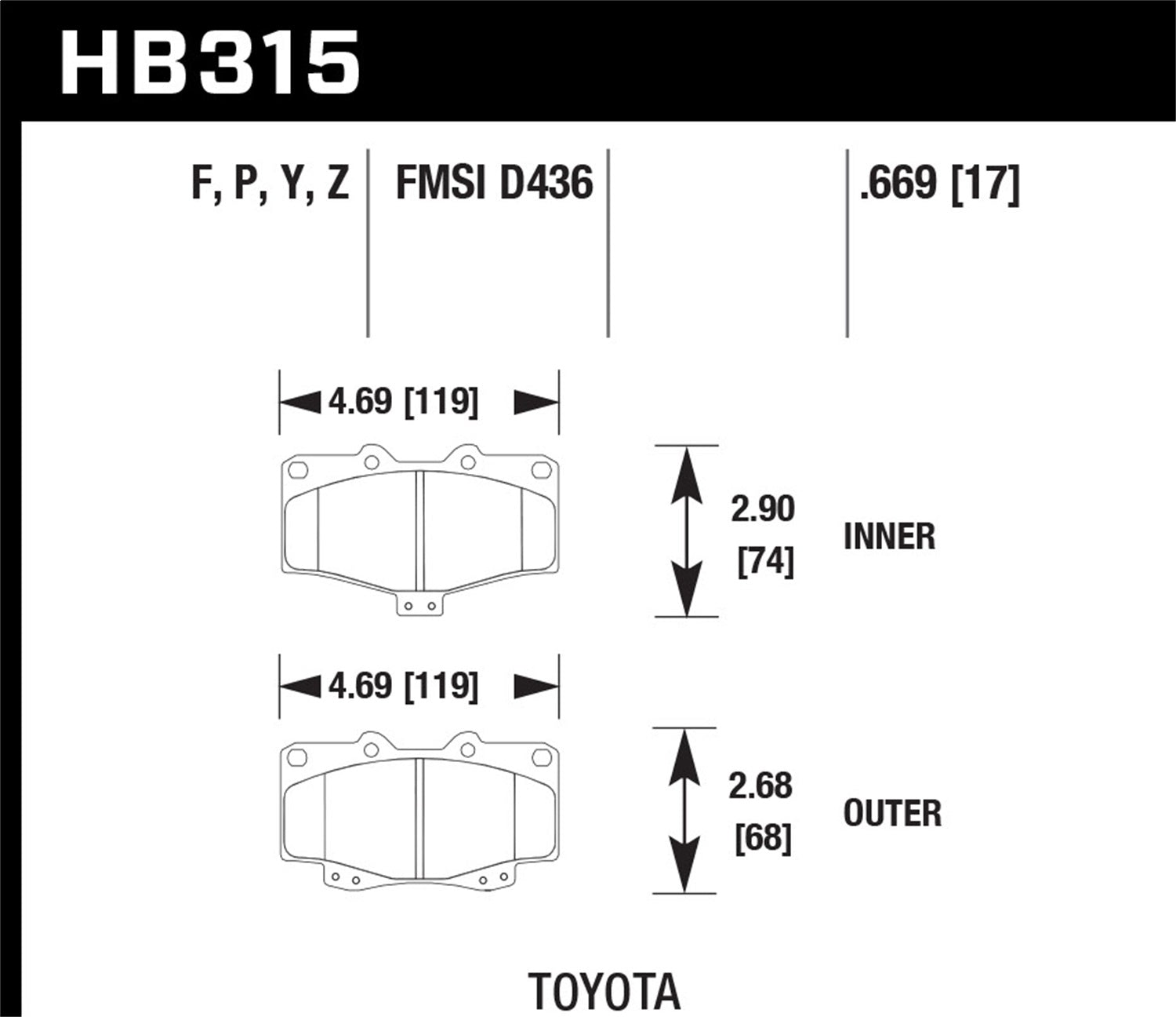 Hawk Performance HB315P.669 SuperDuty Disc Brake Pad Fits 4Runner Pickup Tacoma