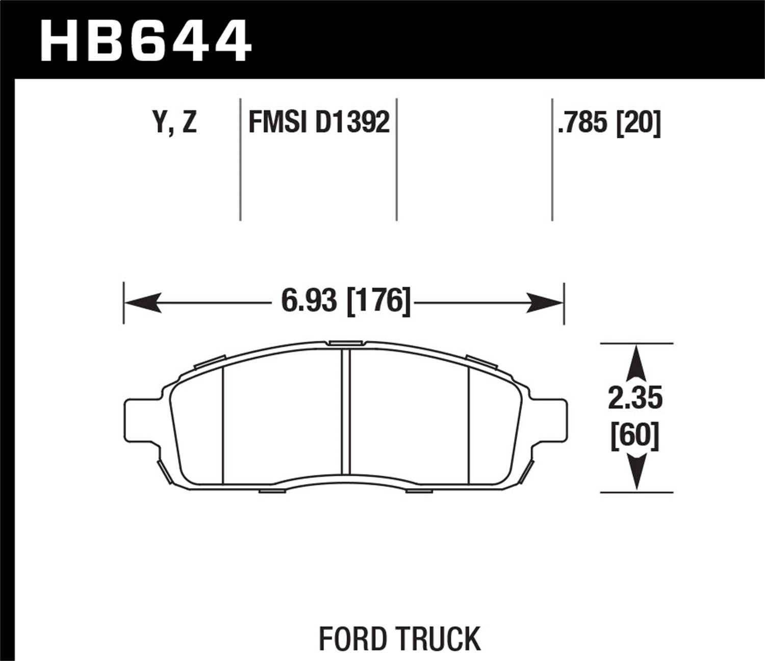 Hawk Performance HB644Y.785 LTS Disc Brake Pad Fits 08-09 F-150