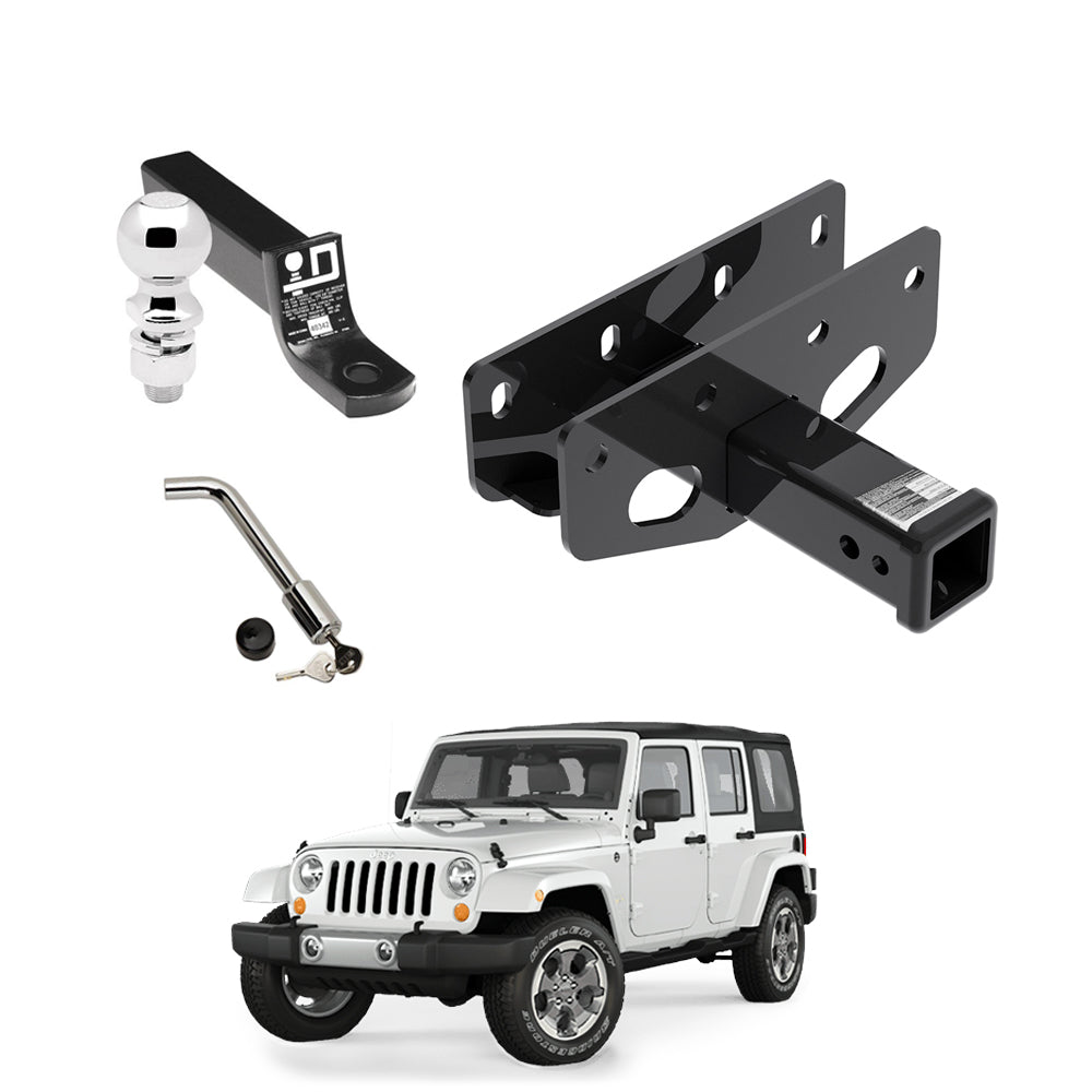 Draw Tite Towing Kit (Frame Receiver + Ball Mount + Pin Lock) for 2016-2019 Jeep Wrangler JL